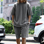 Mens Oversized Streetwear 90% polyester 10% spandex tshirt and shorts set MS-2282 print logo 73
