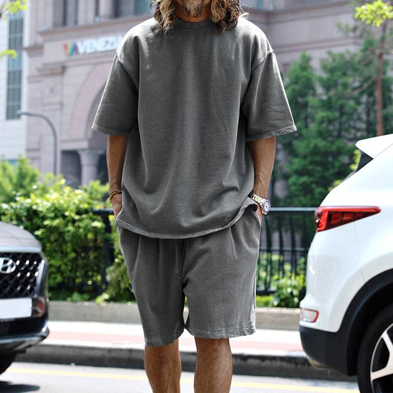 Mens Oversized Streetwear 90% polyester 10% spandex tshirt and shorts set MS-2282 print logo 73