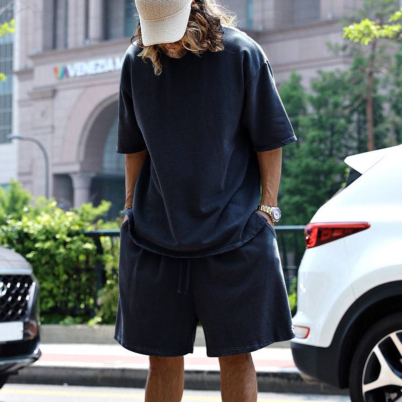 Mens Oversized Streetwear 90% polyester 10% spandex tshirt and shorts set MS-2282 print logo 65
