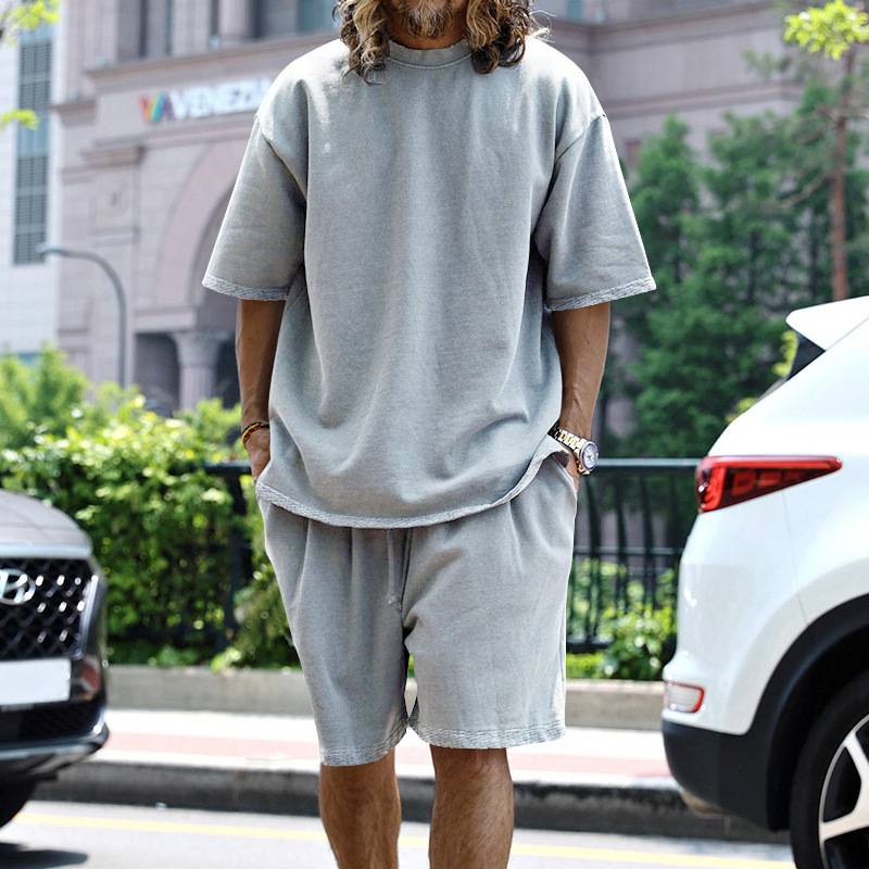 Mens Oversized Streetwear 90% polyester 10% spandex tshirt and shorts set MS-2282 print logo 21