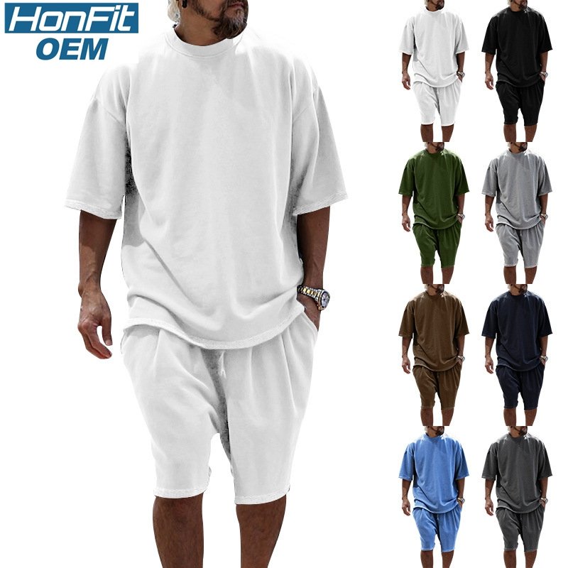 Mens Oversized Streetwear 90% polyester 10% spandex tshirt and shorts set MS-2282 print logo 17