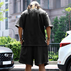 Mens Oversized Streetwear 90% polyester 10% spandex tshirt and shorts set MS-2282 print logo 53