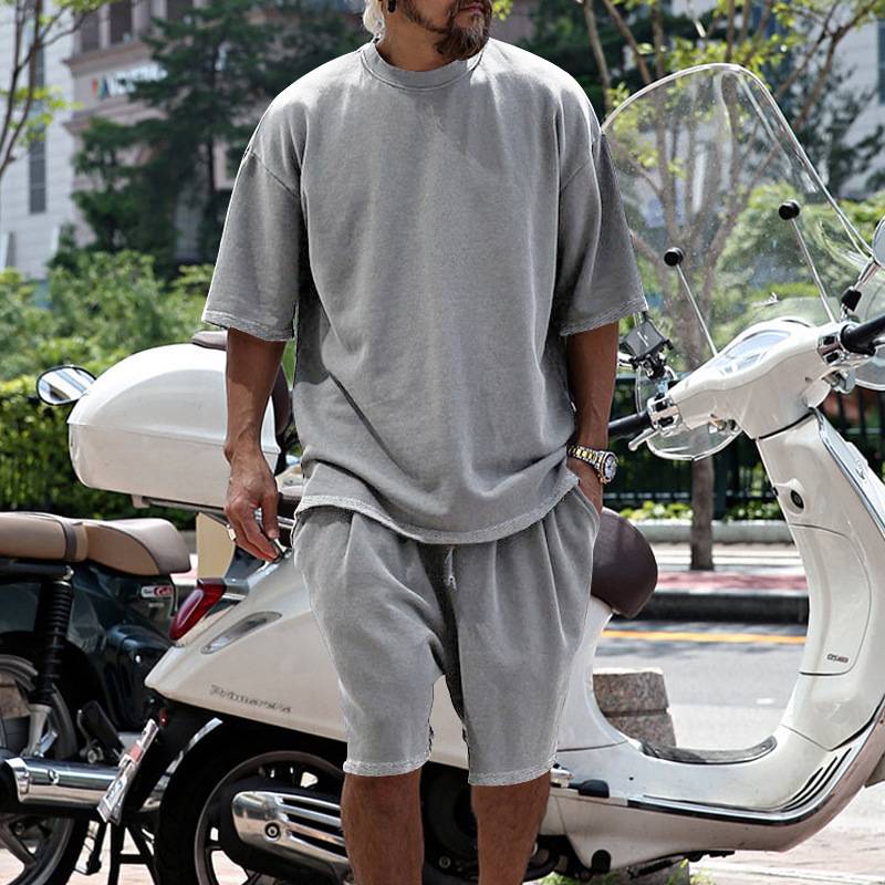 Mens Oversized Streetwear 90% polyester 10% spandex tshirt and shorts set MS-2282 print logo 25