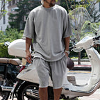 Mens Oversized Streetwear 90% polyester 10% spandex tshirt and shorts set MS-2282 print logo 25
