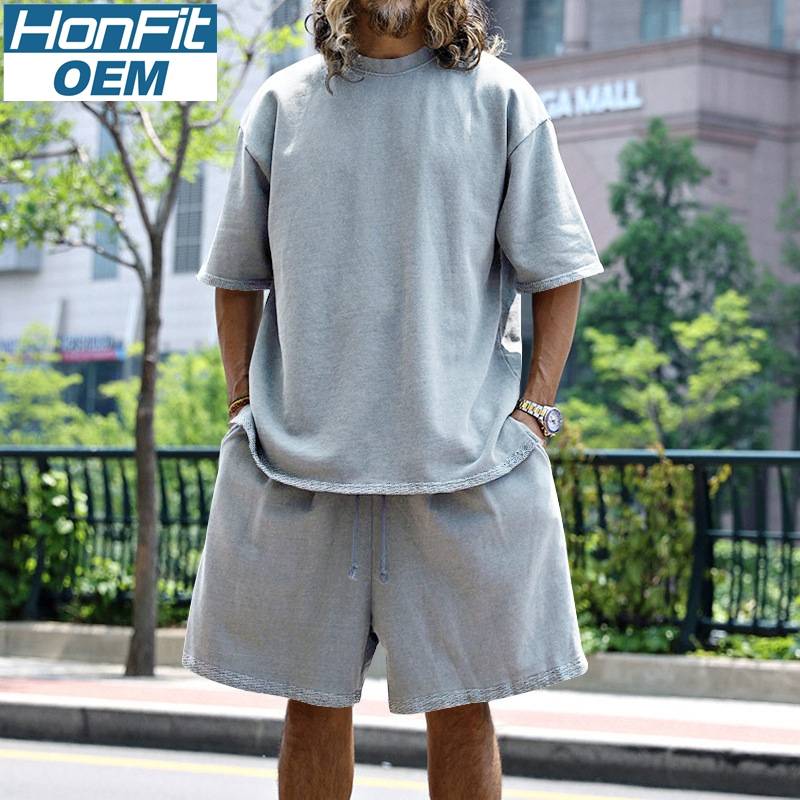 Mens Oversized Streetwear 90% polyester 10% spandex tshirt and shorts set MS-2282 print logo 12