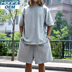 Mens Oversized Streetwear 90% polyester 10% spandex tshirt and shorts set MS-2282 print logo 12