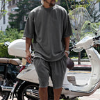 Mens Oversized Streetwear 90% polyester 10% spandex tshirt and shorts set MS-2282 print logo 77