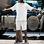 Mens Oversized Streetwear 90% polyester 10% spandex tshirt and shorts set MS-2282 print logo 41