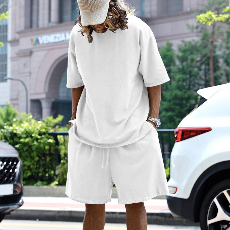 Mens Oversized Streetwear 90% polyester 10% spandex tshirt and shorts set MS-2282 print logo 37