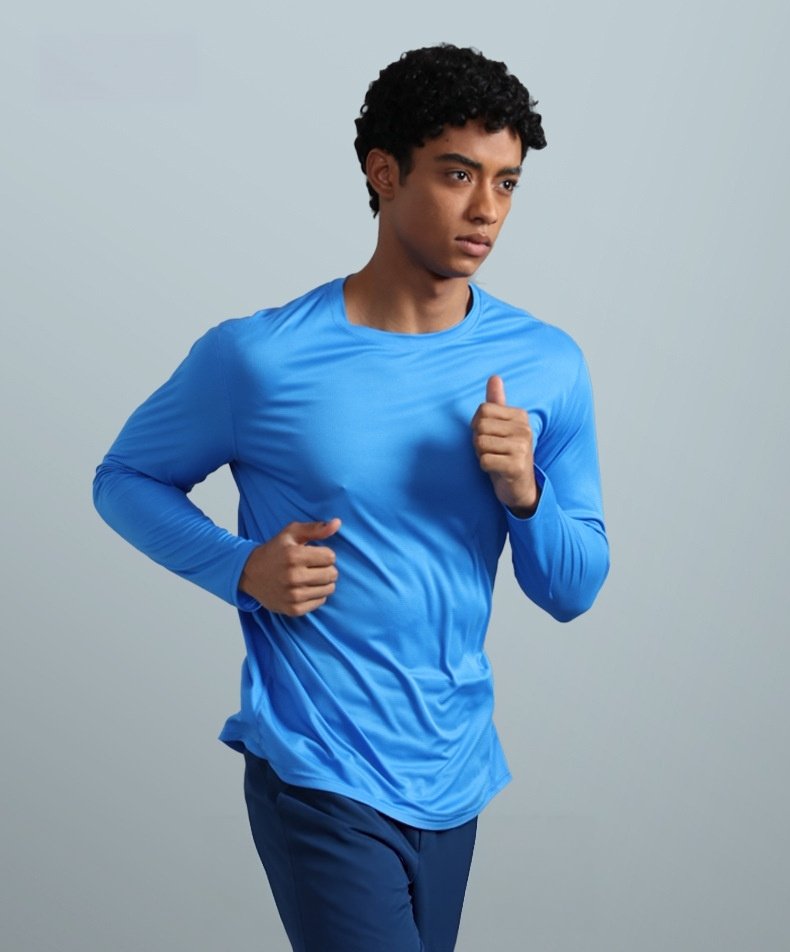 Custom 100GSM 100%polyester Lightweight Men's running shirts MT2402 print logo 14