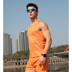 Custom 80GSM 100%polyester Lightweight Men's Running Singlet MV2402 print logo 1