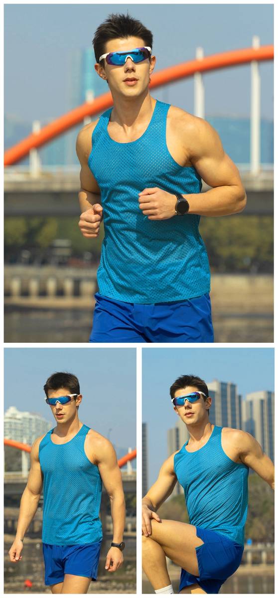 Custom 80GSM 100%polyester Lightweight Men's Running Singlet MV2402 print logo 23