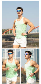 Custom 80GSM 100%polyester Lightweight Men's Running Singlet MV2402 print logo 24