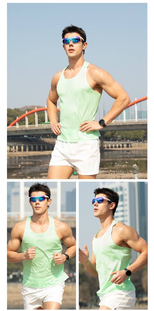 Custom 80GSM 100%polyester Lightweight Men's Running Singlet MV2402 print logo 24