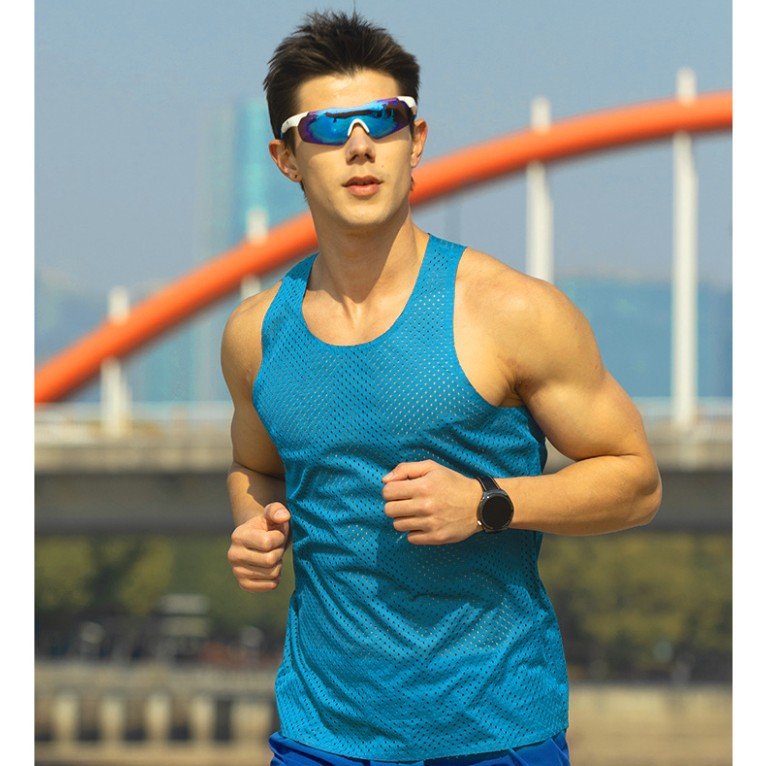 Custom 80GSM 100%polyester Lightweight Men's Running Singlet MV2402 print logo 4