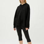 Womens Oversized Activewear 100% cotton Hoodie MZYCSA1983T - Solid Black S | Honfit