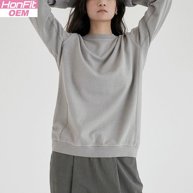 Womens Casual Oversized 100% cotton Sweatshirt MZYCSA2109Y print logo 6