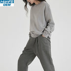 Womens Casual Oversized 100% cotton Sweatshirt MZYCSA2109Y print logo 3