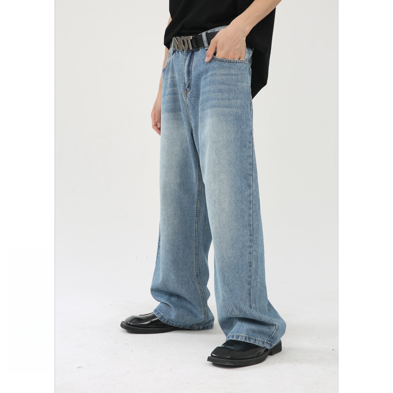 Mens Distressed 84.4%cotton 6%polyester 9.6%regenerated cellulose fiber jeans NB-172