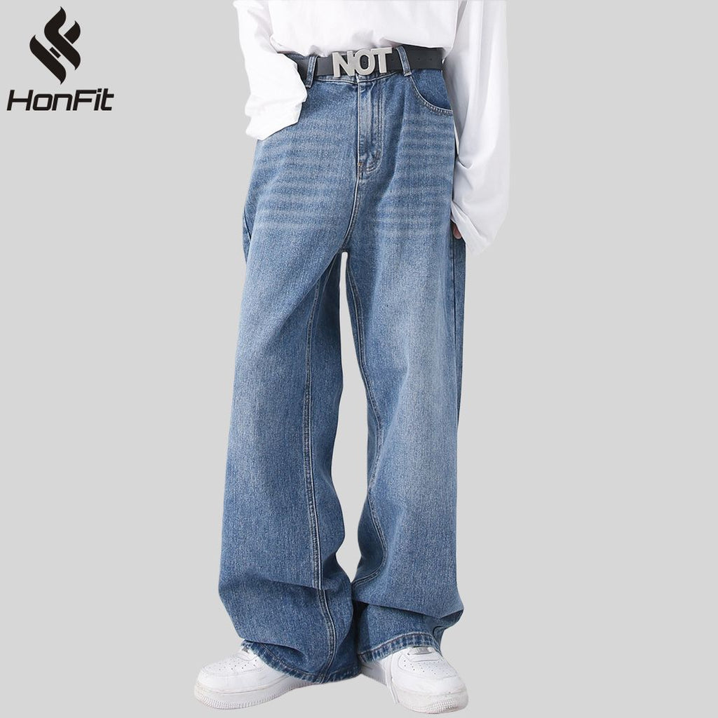 Mens Oversized 79.3%cotton 9.1%polyester 11.6%regenerated cellulose fiber jeans NB-B414 - Honfitwear