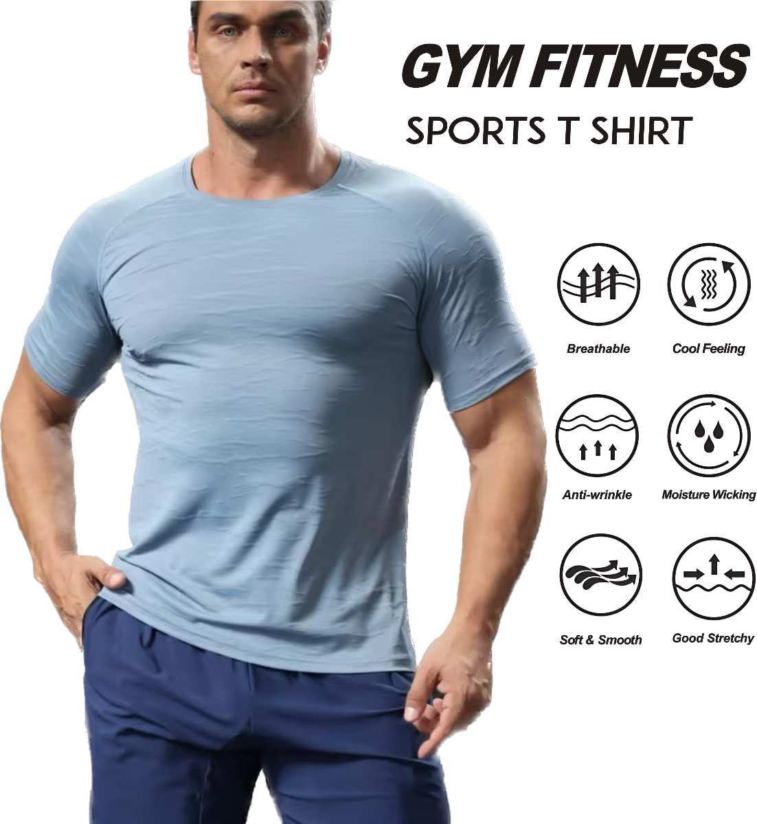 Mens Sports Training 92% polyester 8% spandex T Shirt NKS-324301 print logo 24