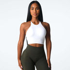 Womens Gym Training 92%Nylon 8%Spandex Sports Bra O-4306 print logo 9