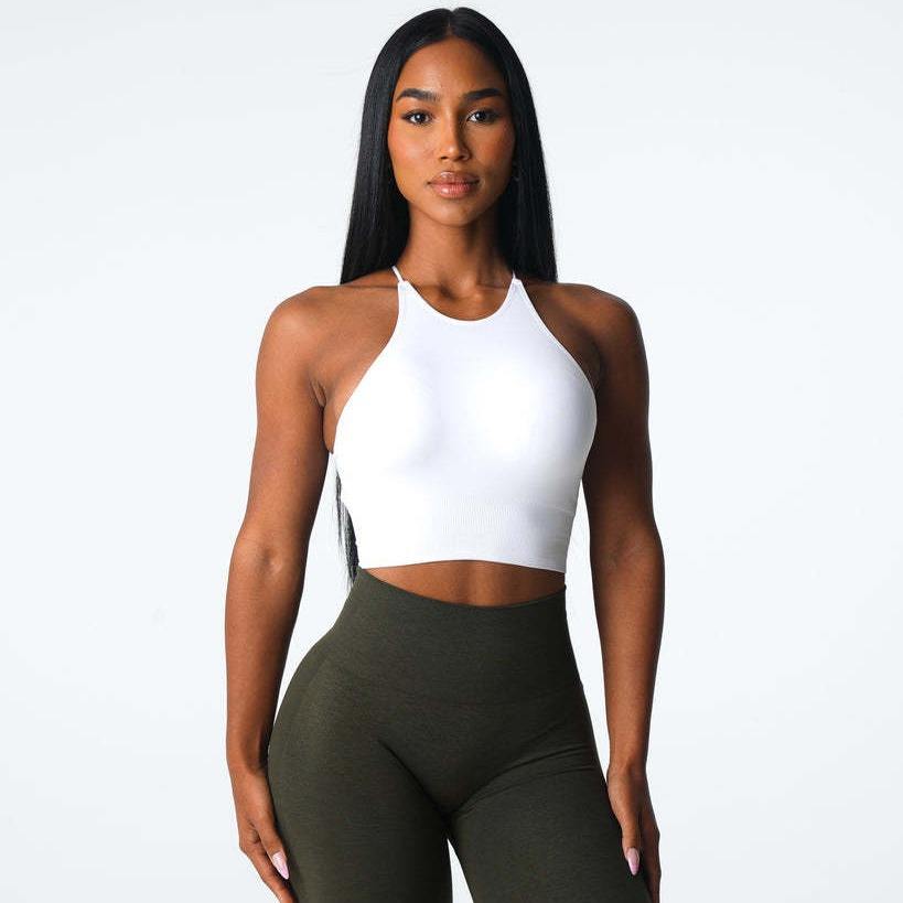 Womens Gym Training 92%Nylon 8%Spandex Sports Bra O-4306 print logo 9