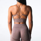 Womens Gym Training 92%Nylon 8%Spandex Sports Bra O-4306 print logo 5