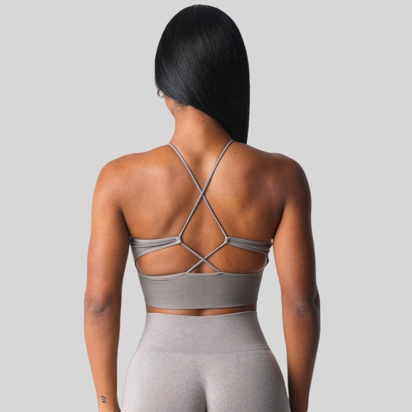 Womens Gym Training 92%Nylon 8%Spandex Sports Bra O-4306 print logo 2