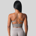 Womens Gym Training 92%Nylon 8%Spandex Sports Bra O-4306 print logo 2