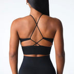 Womens Gym Training 92%Nylon 8%Spandex Sports Bra O-4306 print logo 6