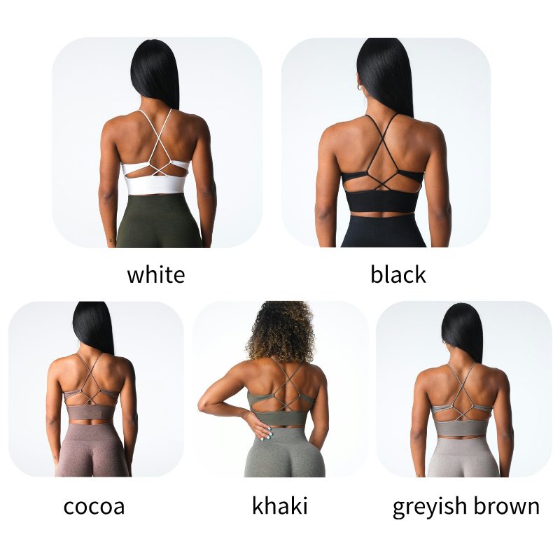 Womens Gym Training 92%Nylon 8%Spandex Sports Bra O-4306 print logo 18