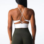 Womens Gym Training 92%Nylon 8%Spandex Sports Bra O-4306 print logo 7