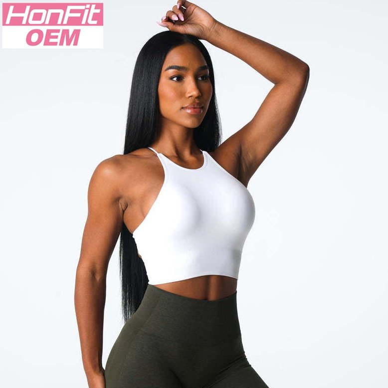 Womens Gym Training 92%Nylon 8%Spandex Sports Bra O-4306 print logo 15