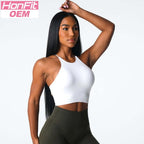 Womens Gym Training 92%Nylon 8%Spandex Sports Bra O-4306 print logo 15