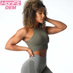Womens Gym Training 92%Nylon 8%Spandex Sports Bra O-4306 print logo 16
