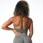 Womens Gym Training 92%Nylon 8%Spandex Sports Bra O-4306 print logo 8