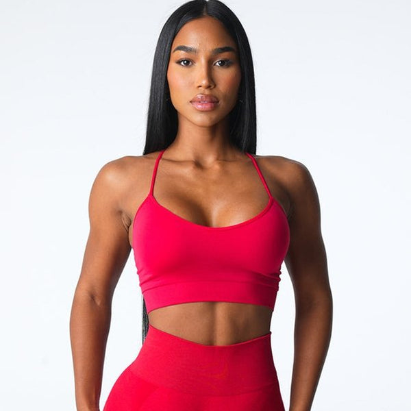 Womens Yoga Training 92%Nylon 8%Spandex Sports Bra O-4310 print logo 1