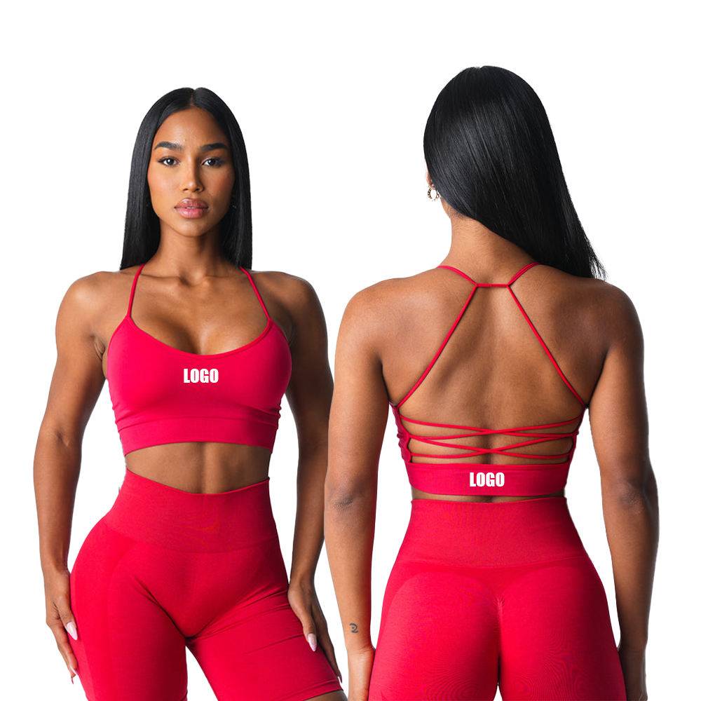 Womens Yoga Training 92%Nylon 8%Spandex Sports Bra O-4310 print logo 10