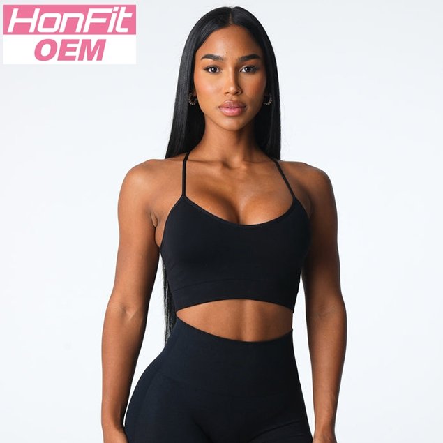 Womens Yoga Training 92%Nylon 8%Spandex Sports Bra O-4310 print logo 18