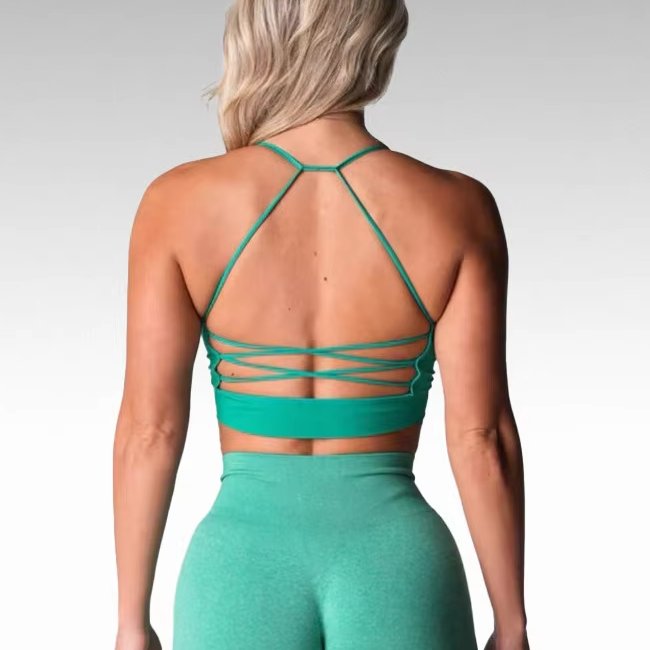 Womens Yoga Training 92%Nylon 8%Spandex Sports Bra O-4310 print logo 6