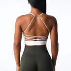 Womens Yoga Training 92%Nylon 8%Spandex Sports Bra O-4310 print logo 3