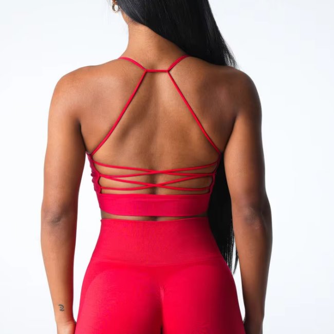 Womens Yoga Training 92%Nylon 8%Spandex Sports Bra O-4310 print logo 4