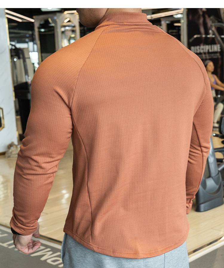 Mens Athletic Training 91% polyester 9%spandex Quarter Zip Shirt P143 print logo 16