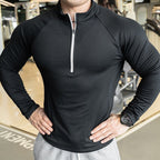 Mens Athletic Training 91% polyester 9%spandex Quarter Zip Shirt P143 print logo 9