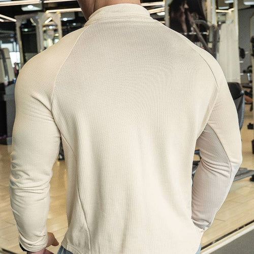 Mens Athletic Training 91% polyester 9%spandex Quarter Zip Shirt P143 print logo 2