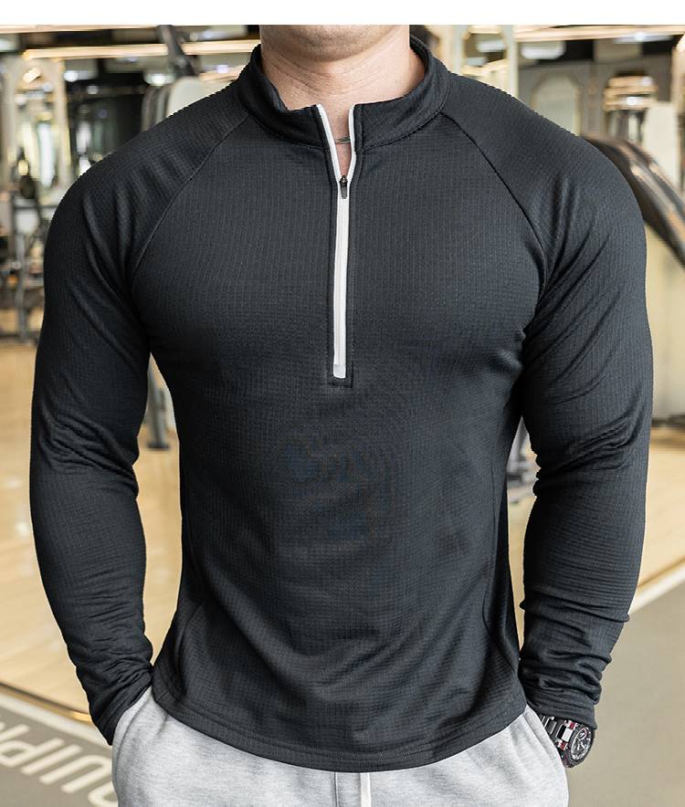Mens Athletic Training 91% polyester 9%spandex Quarter Zip Shirt P143 print logo 22