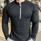 Mens Athletic Training 91% polyester 9%spandex Quarter Zip Shirt P143 print logo 10