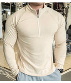 Mens Athletic Training 91% polyester 9%spandex Quarter Zip Shirt P143 print logo 15