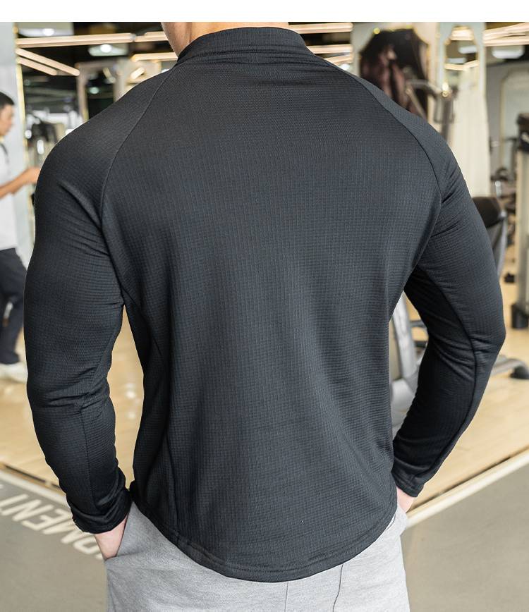 Mens Athletic Training 91% polyester 9%spandex Quarter Zip Shirt P143 print logo 19